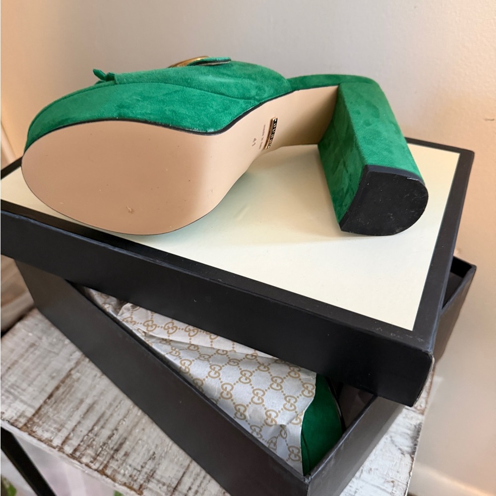 Gucci Green Suede Platform Shoes